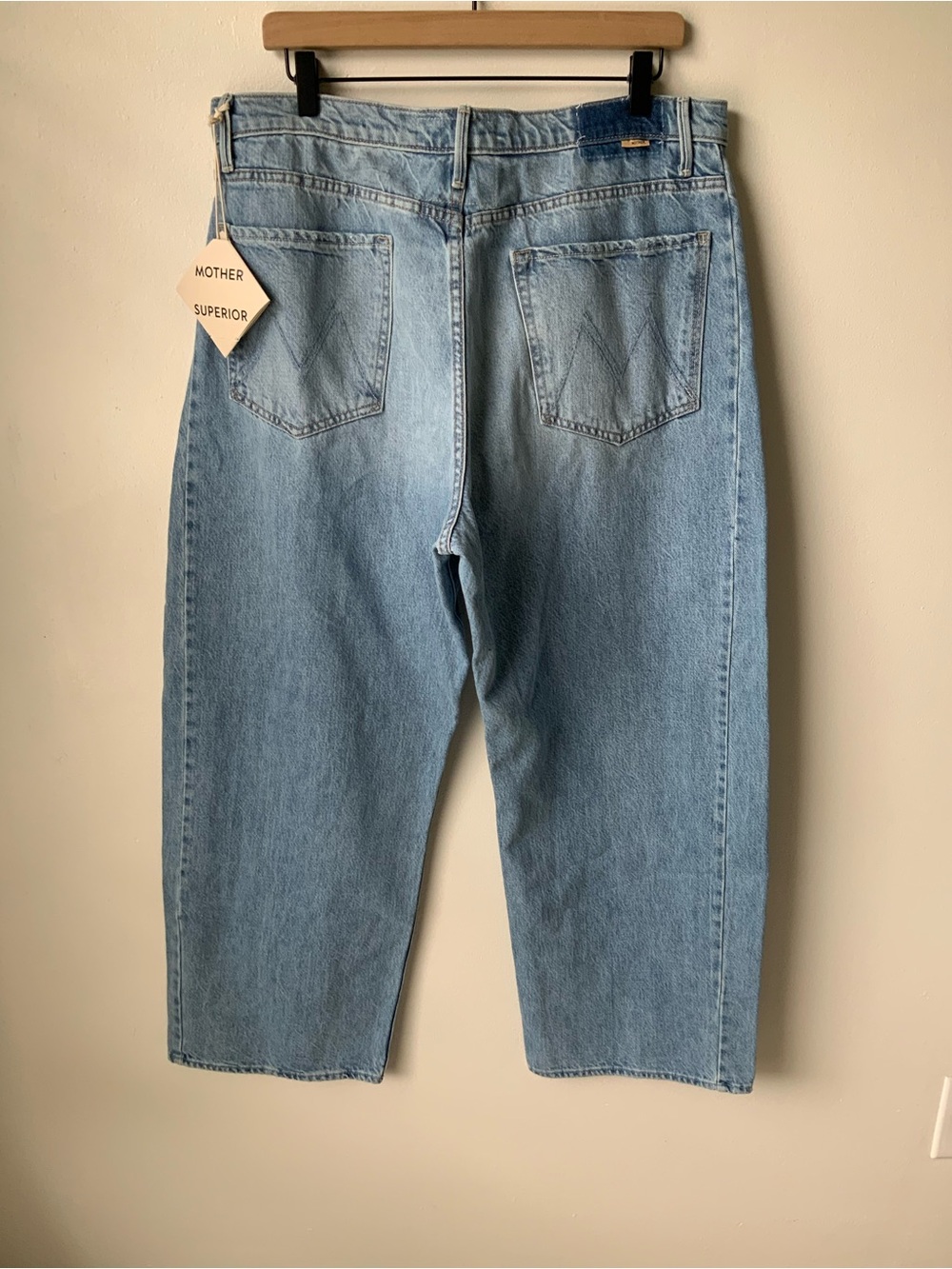 NWT MOTHER SUPERIOR Jeans Half Pipe Flood Material Girl Blue Size 34 - Picture 4 of 14